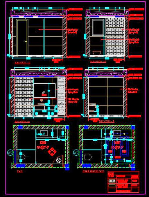 Toilet Design DWG- Complete Working Drawing with Details